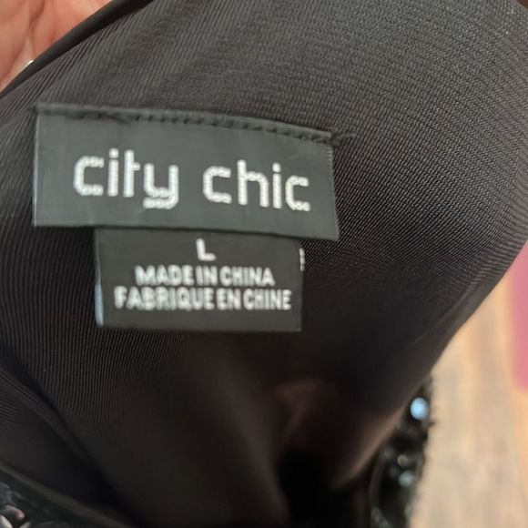 NEW City Chic tunic mini dress sequins black size large - Picture 8 of 13